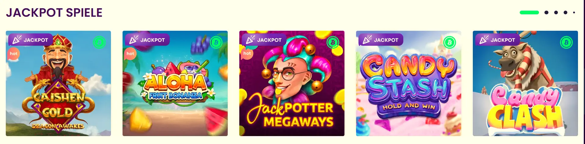 Auswahl an Jackpot-Spielen